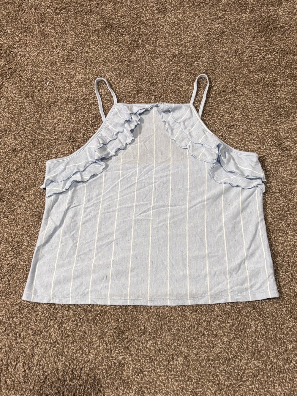American Eagle Outfitters Light Blue Pinstripe Ruffle Cami
